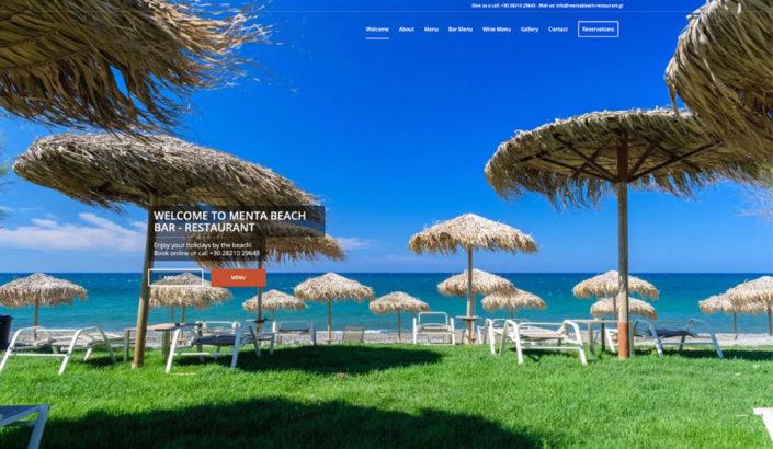 Web Design | Menta Beach Bar – Restaurant Web Design | Theofilos Kalogerakis