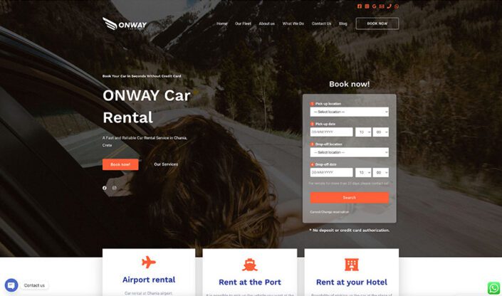 OnWay Car Rental | Web Design | Theofilos Kalogerakis Web Design | Theofilos Kalogerakis